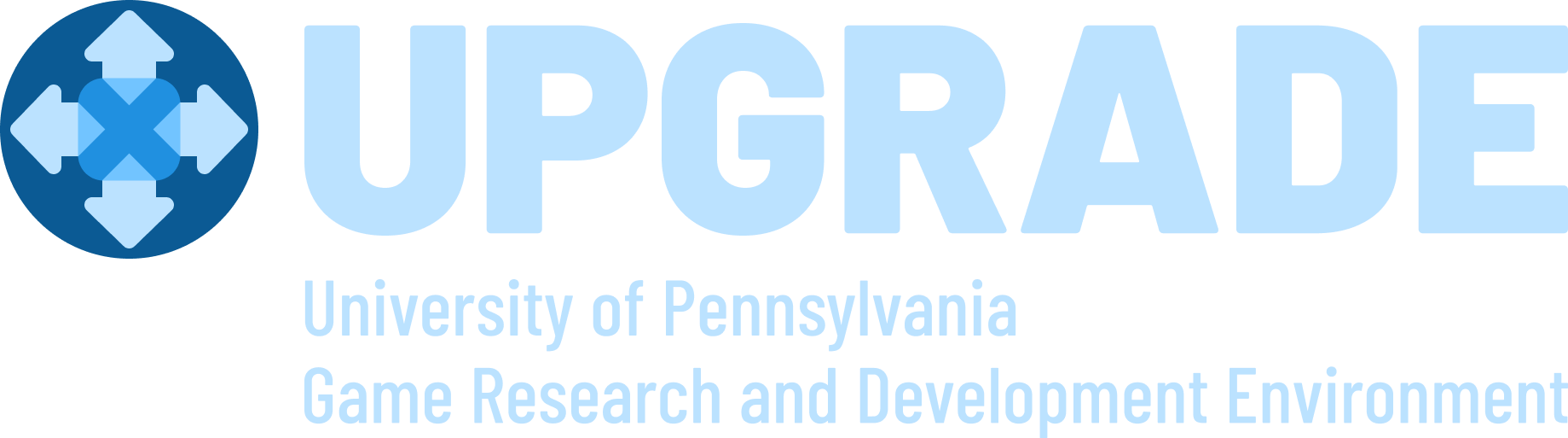 Full club logo. It says UPGRADE, and below it University of Pennsylvania Game and Research Development Environment.